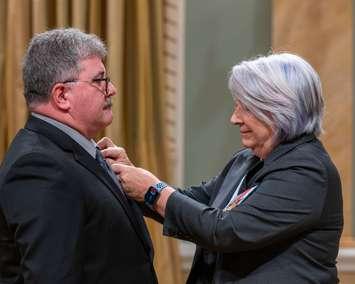 Governor General Mary Simon presents Myles Vanni with the Sovereign's Medal for Volunteers. Photo by PO 2 Louis Dubé, Rideau Hall © OSGG, 2025. Copyright permission for use granted by The Office of the Secretary to the Governor General (OSGG) to Blackburn Media Inc.