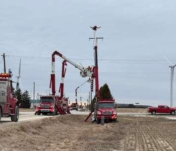 Bluewater Power crews in Alliston. Photo courtesy of Bluewater Power via X (formerly Twitter).