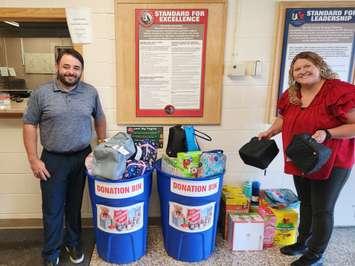 Salvation Army thanks UA Local 663 Sarnia for donation of lunch bags and school snacks. August 12, 2025. (Photo courtesy of The Salvation Army Sarnia Community and Family Services via Facebook)